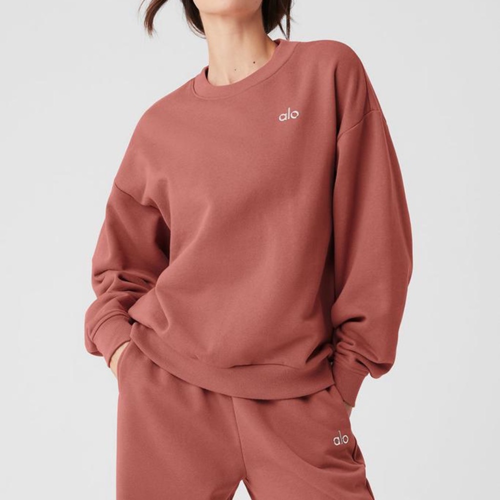 ALO Yoga Women's terracotta crewneck  sweatpants set sz small